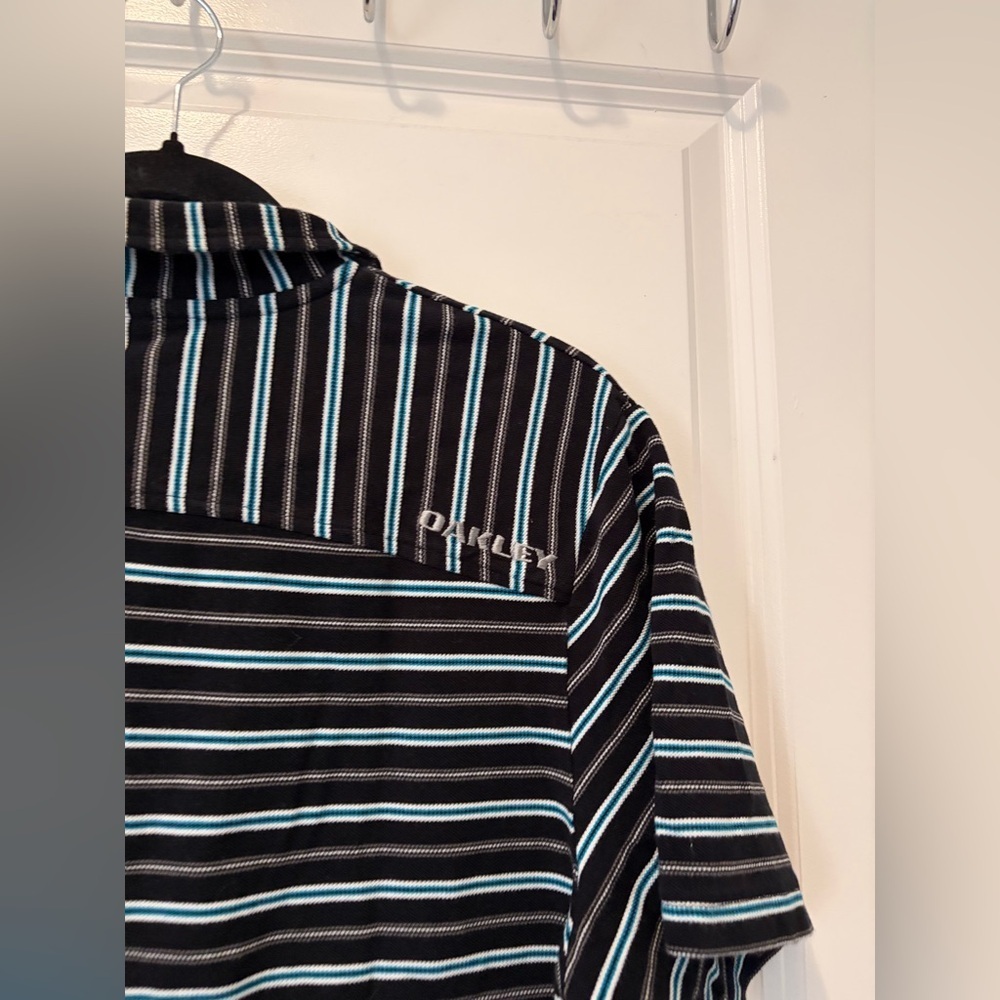 Vintage Oakley Striped Polo Shirt - Large - Picture 9 of 9